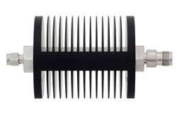 3 dB Fixed Attenuator, SMA Male to TNC Female Black Anodized Aluminum Heatsink Body Rated to 25 Watts Up to 18 GHz