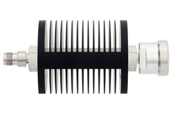 40 dB Fixed Attenuator, TNC Female to 7/16 DIN Female Black Anodized Aluminum Heatsink Body Rated to 25 Watts Up to 7.5 GHz