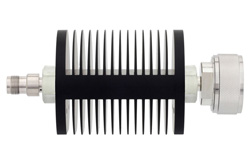 10 dB Fixed Attenuator, TNC Female to 7/16 DIN Male Black Anodized Aluminum Heatsink Body Rated to 25 Watts Up to 7.5 GHz