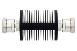 40 dB Fixed Attenuator, 7/16 DIN Female to 7/16 DIN Female Black Anodized Aluminum Heatsink Body Rated to 25 Watts Up to 7.5 GHz
