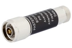 6 dB Fixed Attenuator, N Male to N Female Aluminum Body Rated to 5 Watts Up to 3 GHz