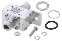 同轴射频浪涌保护器，N型F/F输入/输出穿墙式，125 MHz至1 GHz，直流隔断，500W，800uJ，20KA，屏蔽盖和气管
