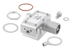 同轴射频浪涌保护器，7/16 M/F输入/输出，100 MHz至512 MHz，直流隔断，750W，IP67，0.5uJ，20KA，滤波器，低PIM-155 dBc，支架朝向主体