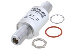 同轴射频浪涌保护器，N型F/F输入/输出穿墙式，DC ~ 2.4 GHz，直流通行，50W，IP67，18KA，气体放电管，双向