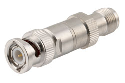 50 ohm BNC plug to TNC jack DC Block inner from 10MHz to 3GHz rated 100 Volt in Brass