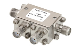 双节环行器，隔离度32 dB，8 GHz至18 GHz，5瓦，SMA母头