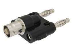 Double Banana Plug to 50 Ohm BNC Female Adapter