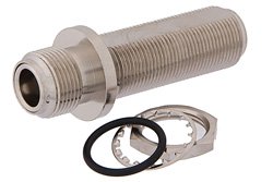 Hermetically Sealed N Female to N Female Bulkhead Mount Adapter, For 1 inch Max. Panel