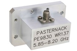 WR-137 CMR-137 Flange to SMA Female Waveguide to Coax Adapter Operating from 5.85 GHz to 8.2 GHz