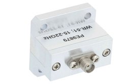 WR-51波导同轴转接头，方形法兰转末端发射2.92mm母头，工作频率15 GHz至22 GHz