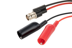 Alligator Clip to 75 Ohm BNC Female Adapter Breakout With 6 Inch Length Using Red and Black Wires