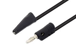 Banana Plug to Mini Alligator Clip Cable 12 Inch Length Using Black Wire