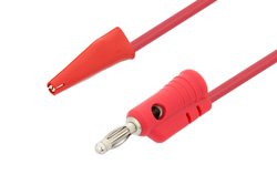 Banana Plug to Mini Alligator Clip Cable 12 Inch Length Using Red Wire