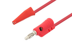 Banana Plug to Mini Alligator Clip Cable 18 Inch Length Using Red Wire