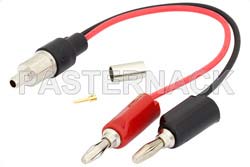 Banana Plugs To RG58 Connector Breakout With Crimp On/Solder Attachment In 6 Inch Length