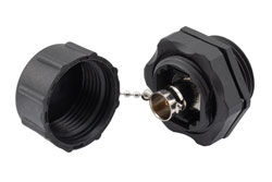 Waterproof 75 Ohm BNC Female to 75 Ohm BNC Female Bulkhead Mount Adapter, IP68 In-Series