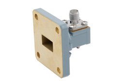 WR-51 Square Cover Flange to SMA Female Waveguide to Coax Adapter Operating from 15 GHz to 22 GHz