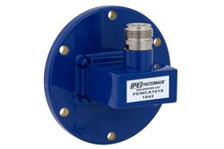 WR-137 UG-344/U Round Cover Flange to N Female Waveguide to Coax Adapter Operating from 5.85 GHz to 8.2 GHz