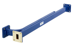 WR-62 Waveguide 20 dB Broadwall Coupler, UG-419/U Square Cover Flange, E-Plane Coupled Port, 12.4 GHz to 18 GHz, Copper Alloy