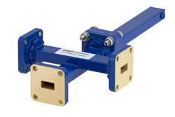 WR-34 Waveguide 20 dB Crossguide Coupler, 3 Port UG-1530/U Square Cover Flange, 22 GHz to 33 GHz, Bronze