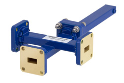 WR-34 Waveguide 30 dB Crossguide Coupler, 3 Port UG-1530/U Square Cover Flange, 22 GHz to 33 GHz, Bronze