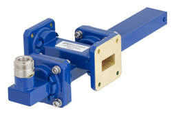 WR-75 Waveguide 20 dB Crossguide Coupler, Square Cover Flange, N Female Coupled Port, 10 GHz to 15 GHz, Bronze