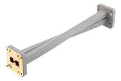 WRD-650 90°扭波导，UG方盖法兰，6.5 GHz至18 GHz，黄铜