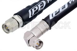 SMA Male to SMA Male Right Angle Low Loss Test Cable 24 Inch Length Using PE-P142LL Coax with HeatShrink, LF Solder（图2）