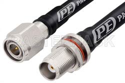 TNC Male to TNC Female Bulkhead Low Loss Test Cable 12 Inch Length Using PE-P142LL Coax, RoHS（图2）