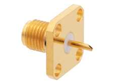 SMA Female Connector Solder Attachment 4 Hole Flange Mount Solder Cup Terminal, .340 inch Hole Spacing（图2）