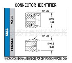 SMA Male Connector Crimp/Solder Attachment for RG174, RG316, RG188, LMR-100, PE-B100, PE-C100, .100 inch（图2）