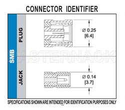 SMB Plug Right Angle Connector Crimp/Solder Attachment for RG174, RG316, RG188, LMR-100, PE-B100, PE-C100, 0.100 inch（图2）