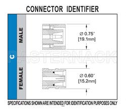 C Male Connector Clamp/Solder Attachment for RG55, RG58, RG141, RG142, RG223, RG303, RG400, PE-C195, PE-P195, LMR-195（图2）