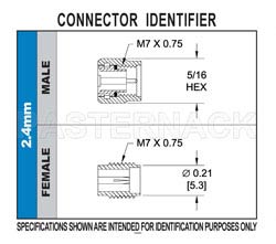 2.4mm Male Connector Solder Attachment 4 Hole Flange Pin Terminal, .340 inch Hole Spacing（图2）