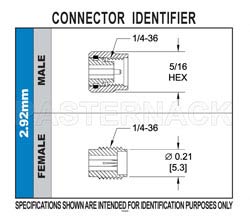 2.92mm Female Connector Field Replaceable Attachment 4 Hole Flange 0.012 inch Pin, .340 inch Hole Spacing（图2）