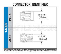 75 Ohm 1.6/5.6 Jack Right Angle Connector Solder Attachment Thru Hole PCB, .200 inch x .052 inch Hole Spacing（图2）