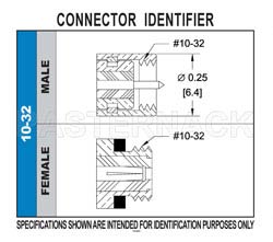 10-32 Female Connector Clamp/Solder Attachment for RG174, RG316, RG188, PE-B100, PE-C100, 0.100 inch, LMR-100（图2）