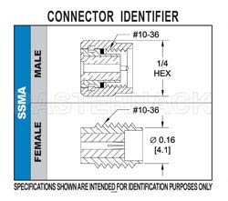 SSMA Female Connector Crimp/Solder Attachment for RG174, RG316, RG188, PE-B100, PE-C100, 0.100 inch, LMR-100（图2）