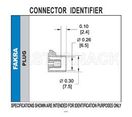 FAKRA Plug Connector Crimp/Solder Attachment for RG174, RG316, RG188, .100 inch, PE-B100, PE-C100, LMR-100, Blue Color（图2）