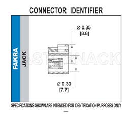 FAKRA Jack Right Angle Connector Crimp/Solder Attachment for RG174, RG316, RG188, .100 inch, PE-B100, PE-C100, LMR-100, Black Color（图2）