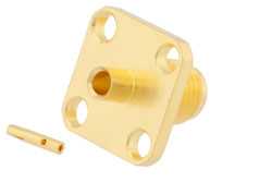 SMA Female Connector Solder Attachment 4 Hole Flange Mount for RG405, RG405 Tinned, PE-SR405FL, PE-SR405AL, .340 inch Hole Spacing（图2）