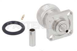 N Female Connector Crimp/Solder Attachment 4 Hole Flange Mount for RG316, RG174, LMR-100, IP67 Rated（图2）