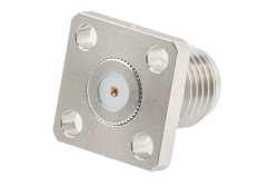 SMA Female Field Replaceable Connector 4 Hole Flange Mount 0.018 inch Pin, .250 inch Hole Spacing with Metal Contact Ring（图2）