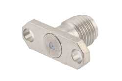 SMA Female Field Replaceable Connector 2 Hole Flange Mount 0.009 inch Pin, .481 inch Hole Spacing, with Metal Contact Ring（图2）