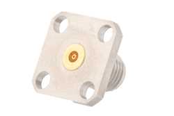 2.92mm Female Field Replaceable Connector 4 Hole Flange Mount 0.02 inch Pin, .340 inch Hole Spacing, with Metal Contact Ring（图2）
