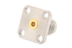 2.4mm Female Field Replaceable Connector 4 Hole Flange Mount 0.02 inch Pin, .340 inch Hole Spacing, with Metal Contact Ring（图2）