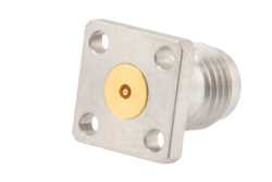 2.4mm Female Field Replaceable Connector 4 Hole Flange Mount 0.009 inch Pin, .250 inch Hole Spacing with Metal Contact Ring（图2）