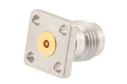 2.4mm Female Field Replaceable Connector 4 Hole Flange Mount 0.015 inch Pin, .250 inch Hole Spacing with Metal Contact Ring（图2）