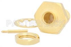 RP SMA Female Bulkhead Connector Solder Attachment For PE-SR402AL, PE-SR402FL, RG402, .235 inch D Hole（图2）