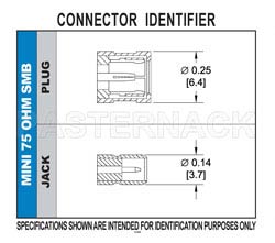 75 Ohm Mini SMB Plug Right Angle Connector Crimp/Solder Attachment for RG59B/U, RG62, RG71（图2）